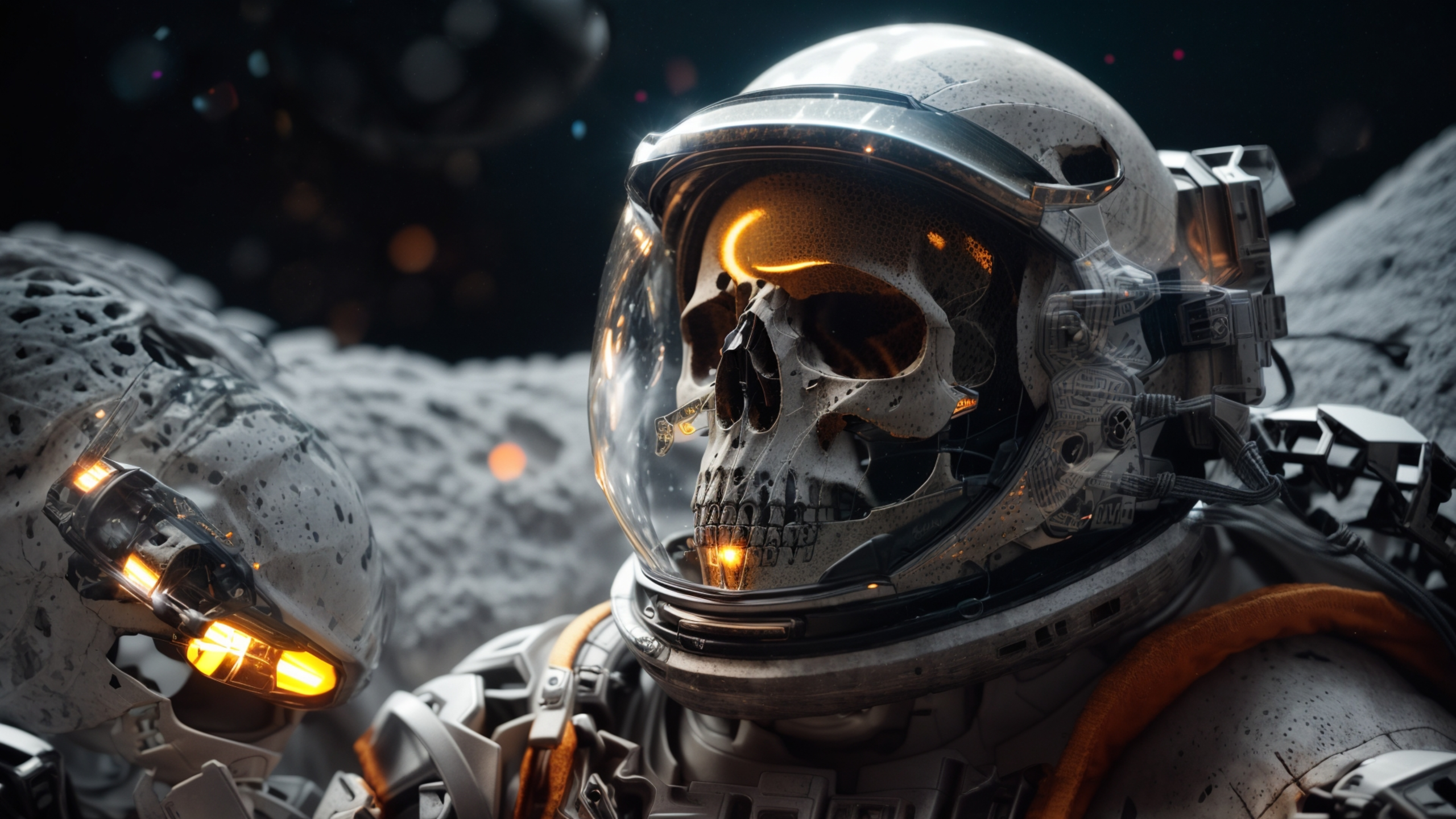 skeleton in astronaut spacesuit