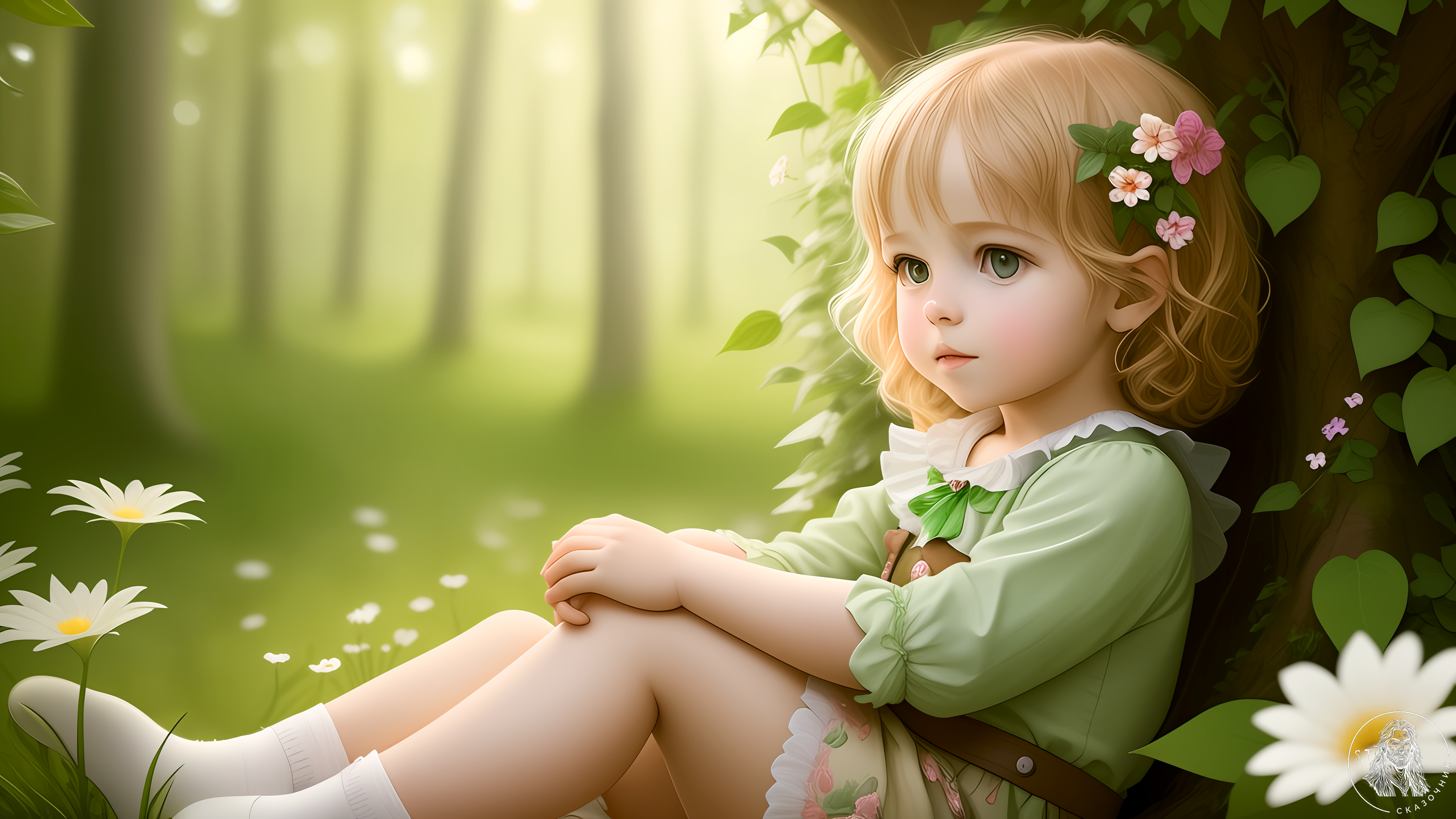 Cute child Wallpaper 4K, AI art, Spring