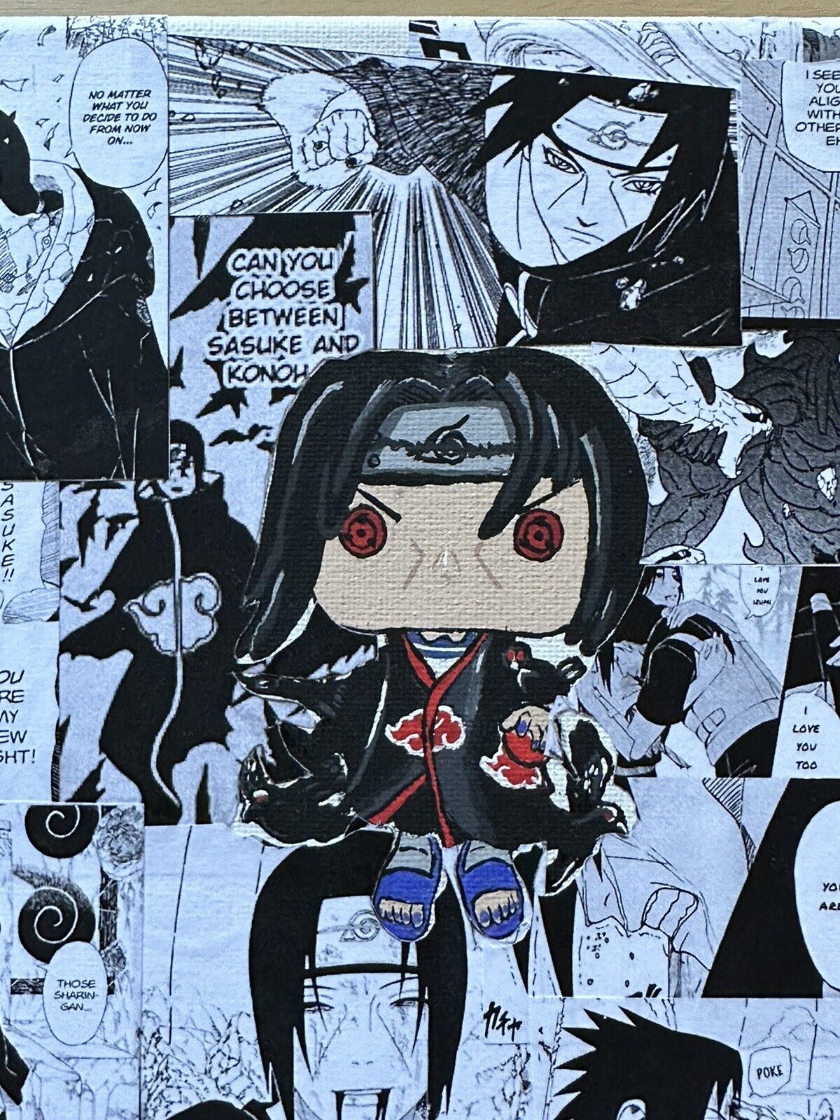 Inch Itachi Uchiha Manga Panel, Acrylic Painting on Stretched Canvas