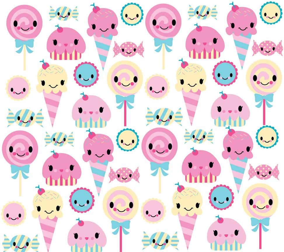 Download Cute Candies Smiley Cupcakes Wallpaper
