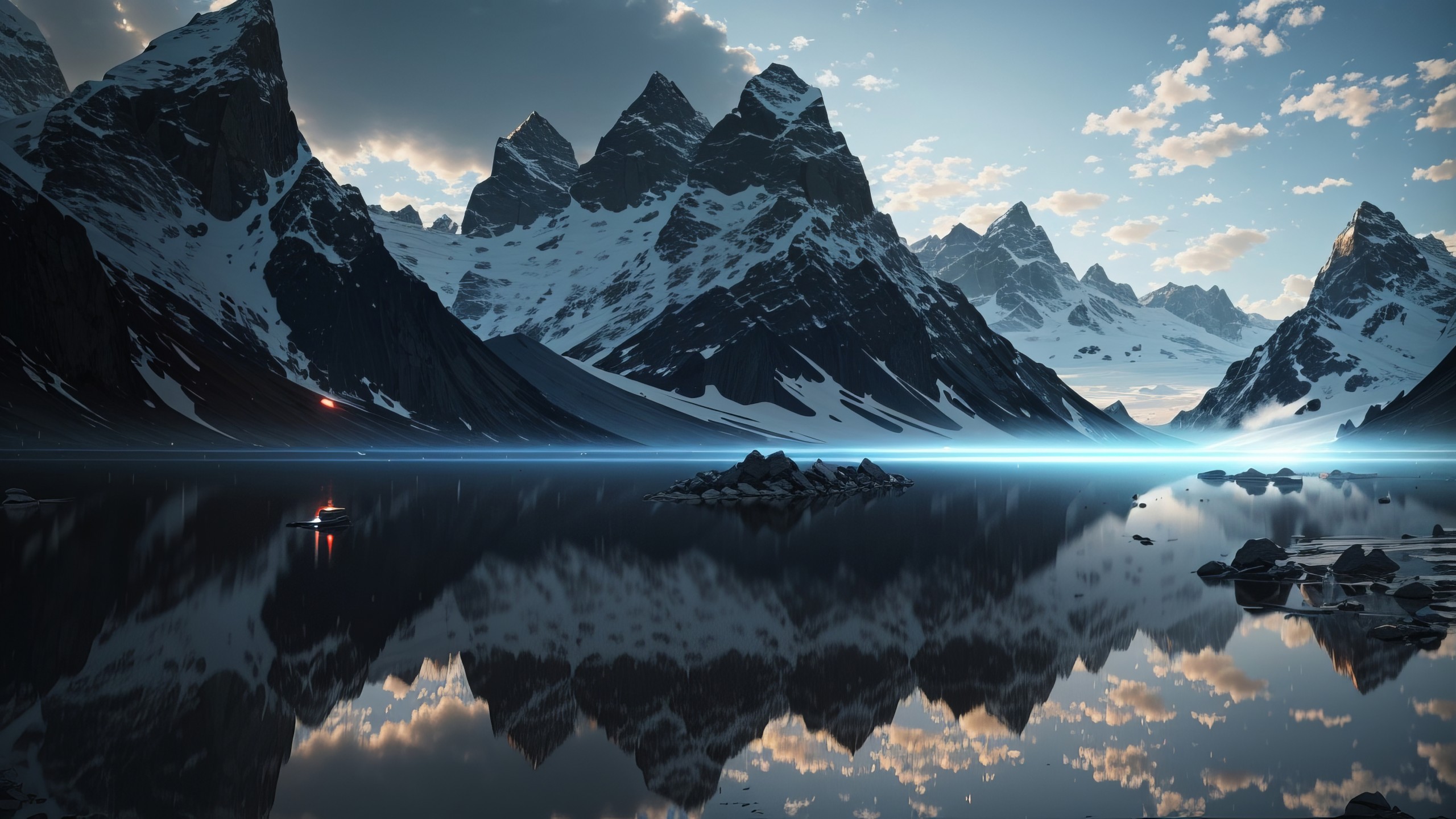 Wallpaper mountains, lake, OS