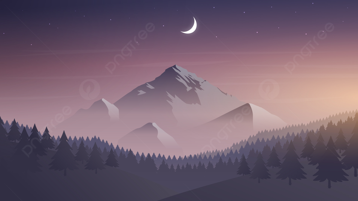 Minimalist Desktop Wallpaper Landscape Vector Illustration Moon Light Night Mountain Background, Minimalist Desktop Wallpaper, Landscape Wallpaper, Illustration Vector Background Background Image And Wallpaper for Free Download