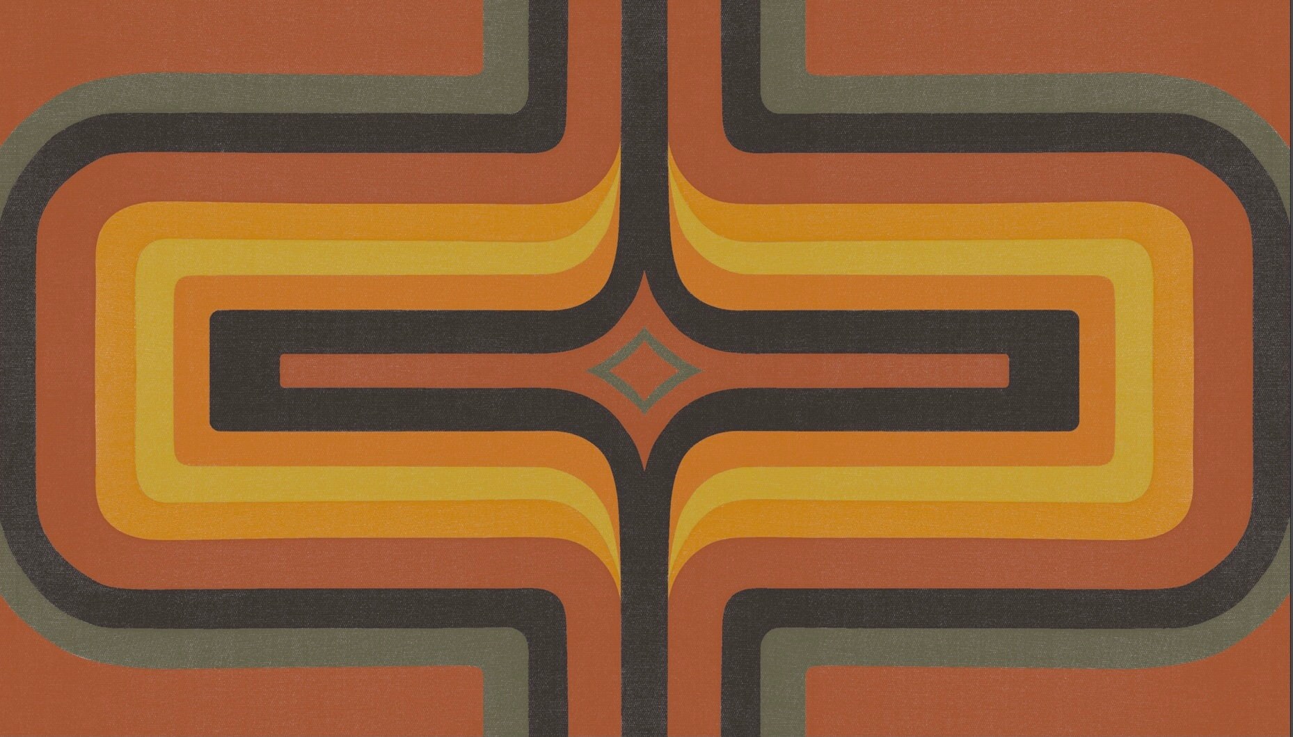 1970s Retro Wallpaper Terracotta Ochre