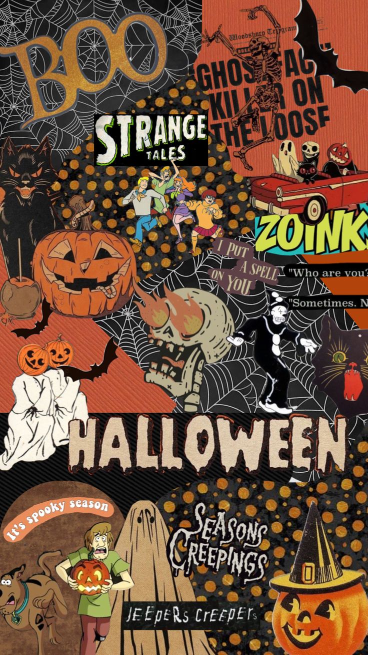 #halloween #spooky #autumn #fall #aesthetic #collage #moodboard. Halloween canvas, Halloween arts and crafts, Halloween doodle