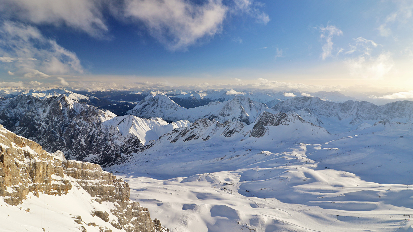 Wallpaper Bavaria Germany Winter Nature mountain Snow 1366x768