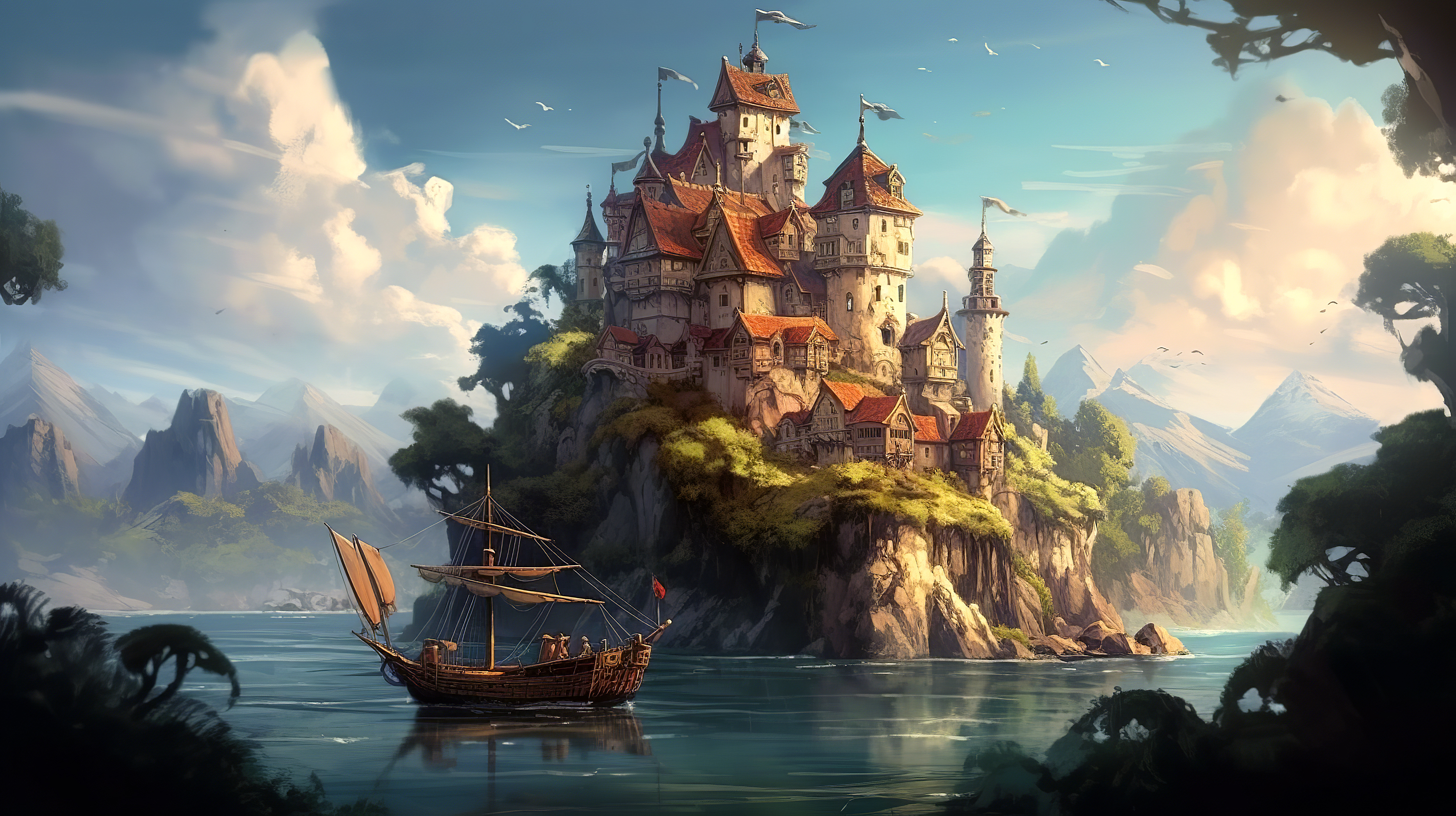Fantasy Castle Reflection Anime