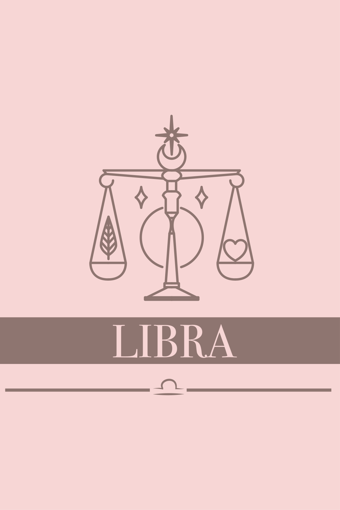 Libra pink card zodiac sign wall prints for living room