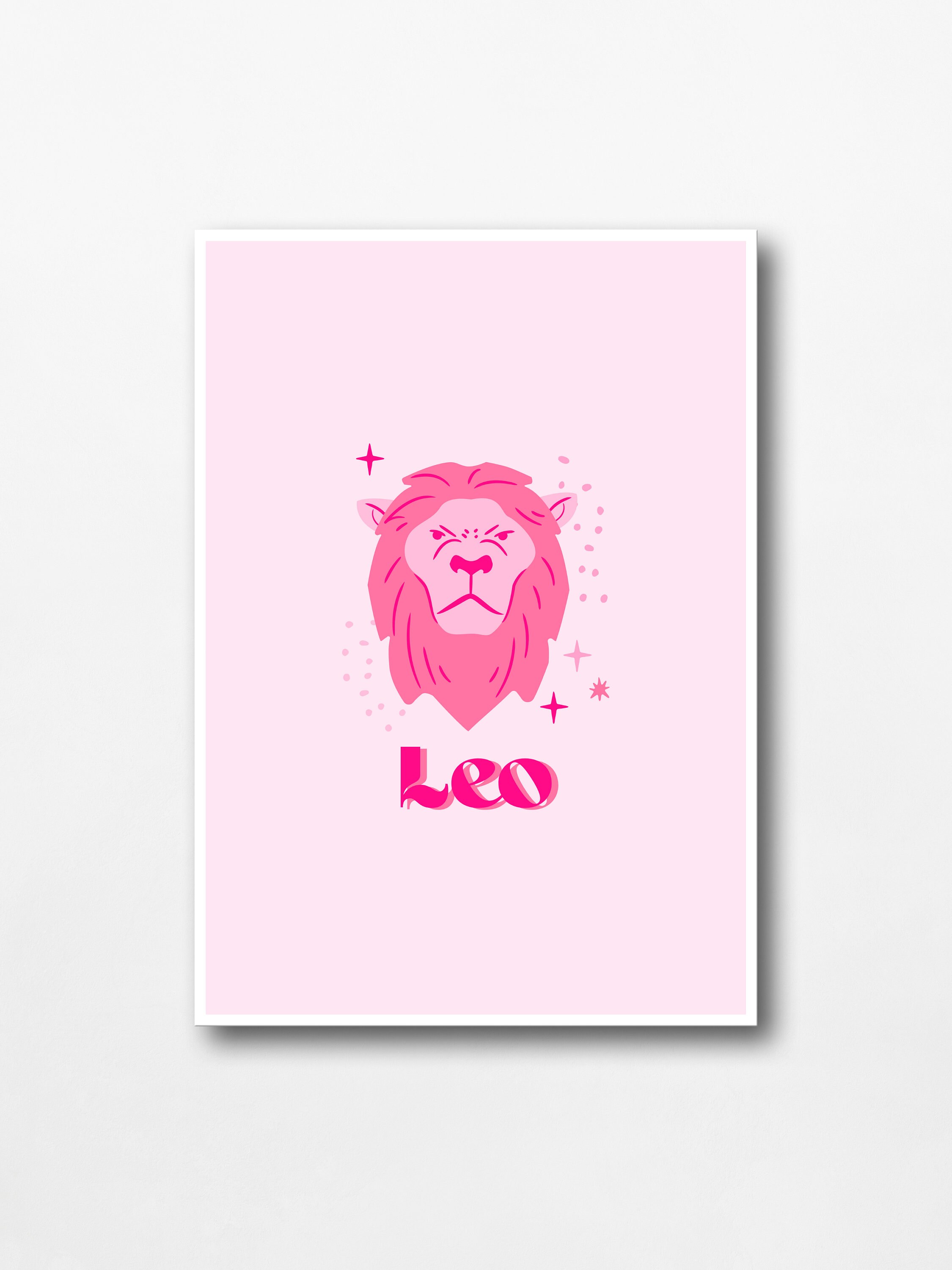 Leo Zodiac Sign Wall Art Pink Preppy Wall Art Custom Art