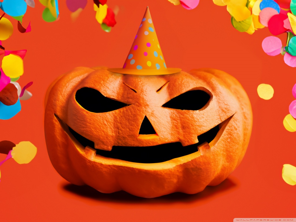 Halloween Party Jack O Lantern, Colorful Confetti Ultra HD Desktop Background Wallpaper for 4K UHD TV, Tablet