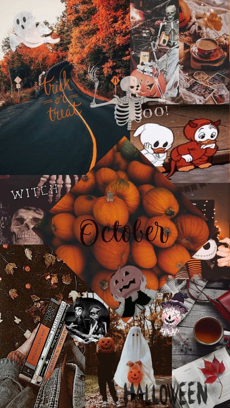 Autumn Collage Aesthetic Wallpaper, October Halloween. Halloween wallpaper iphone, Halloween wallpaper background, Cute fall wallpaper