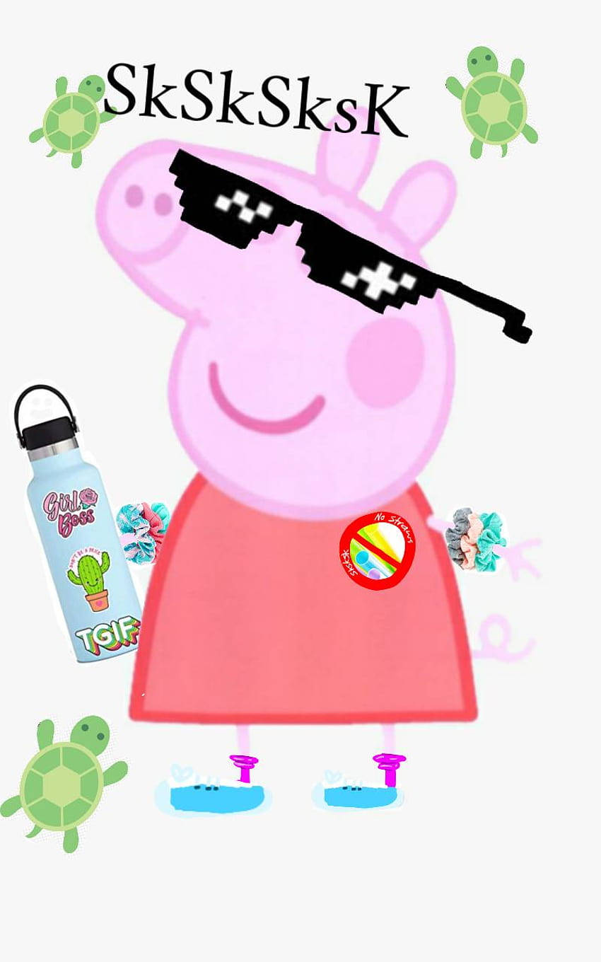 Download Baddie Peppa Pig looks cool in her green jacket and sunnies Wallpaper