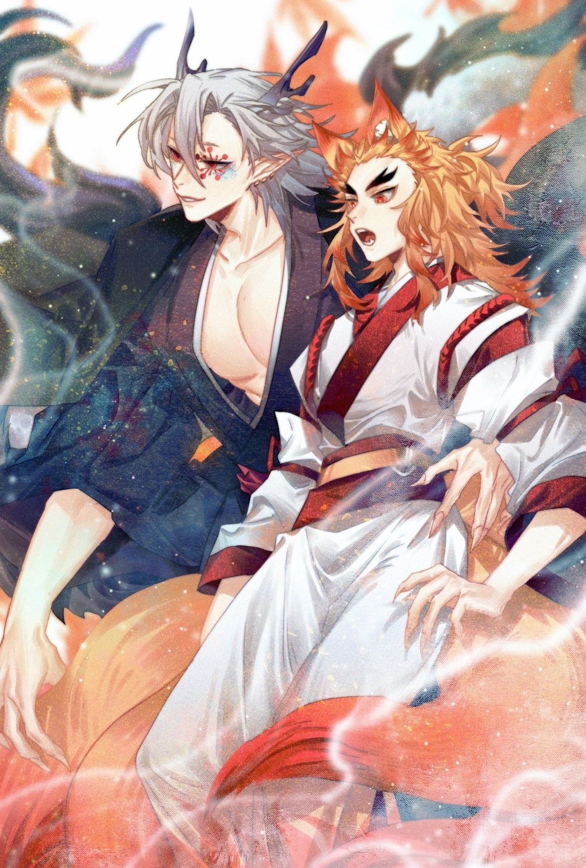 Save & Follow. Kyojuro Rengoku • Tengen Uzui • Demon Slayer • Kimetsu no Yaiba. Demon, Slayer, Anime demon