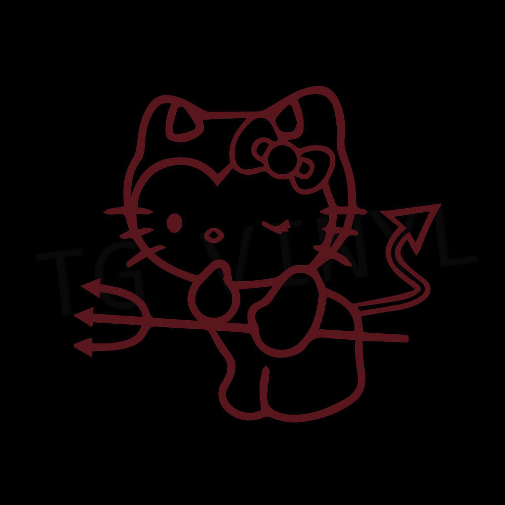 HELLO KITTY DEVIL Vinyl Decal Sticker Car Window Laptop Demon Hell Evil Bad