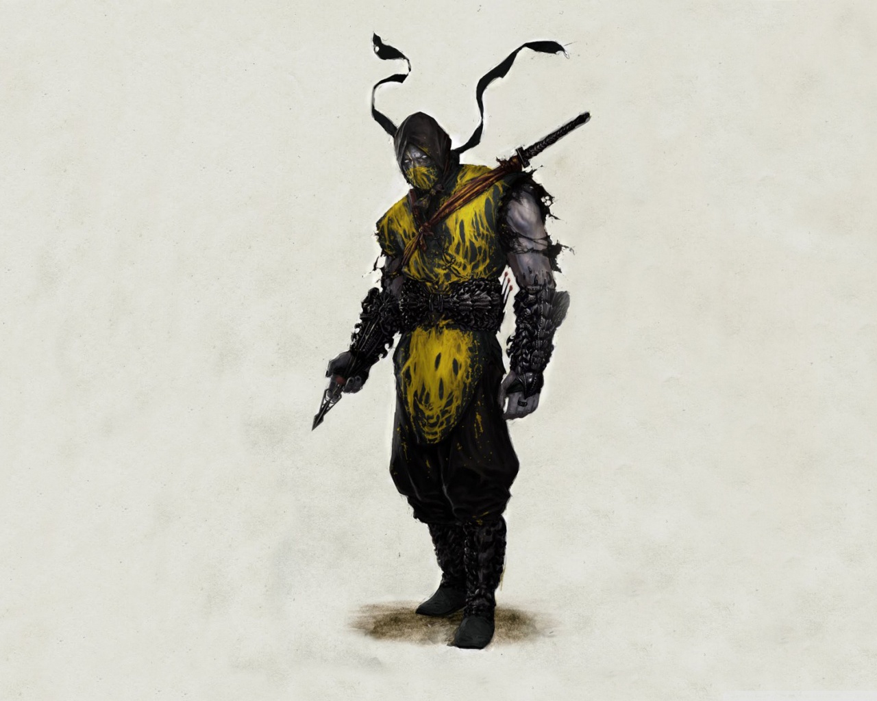 Mortal Kombat Scorpion Drawing Ultra HD Desktop Background Wallpaper for 4K UHD TV, Tablet