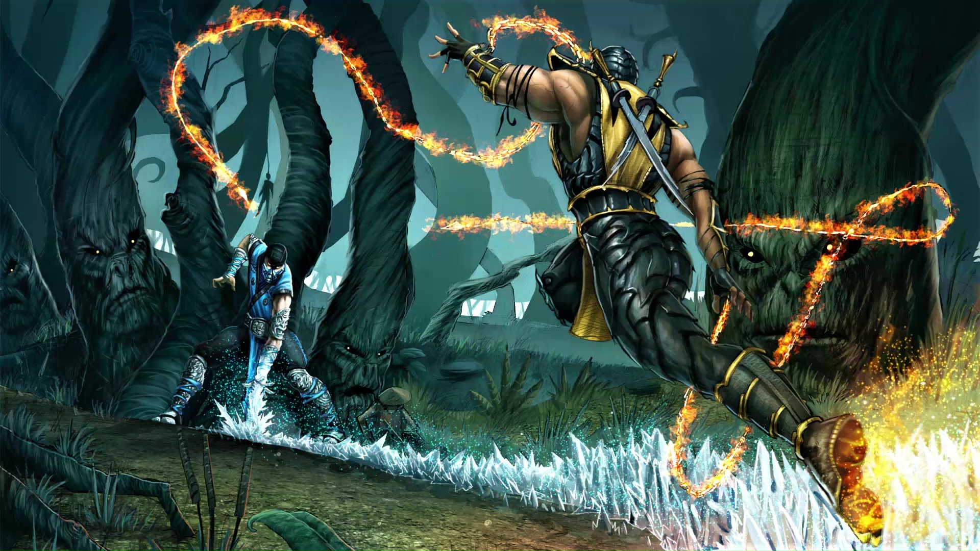 Scorpion And Sub Zero Fight Mortal Kombat Live Wallpaper