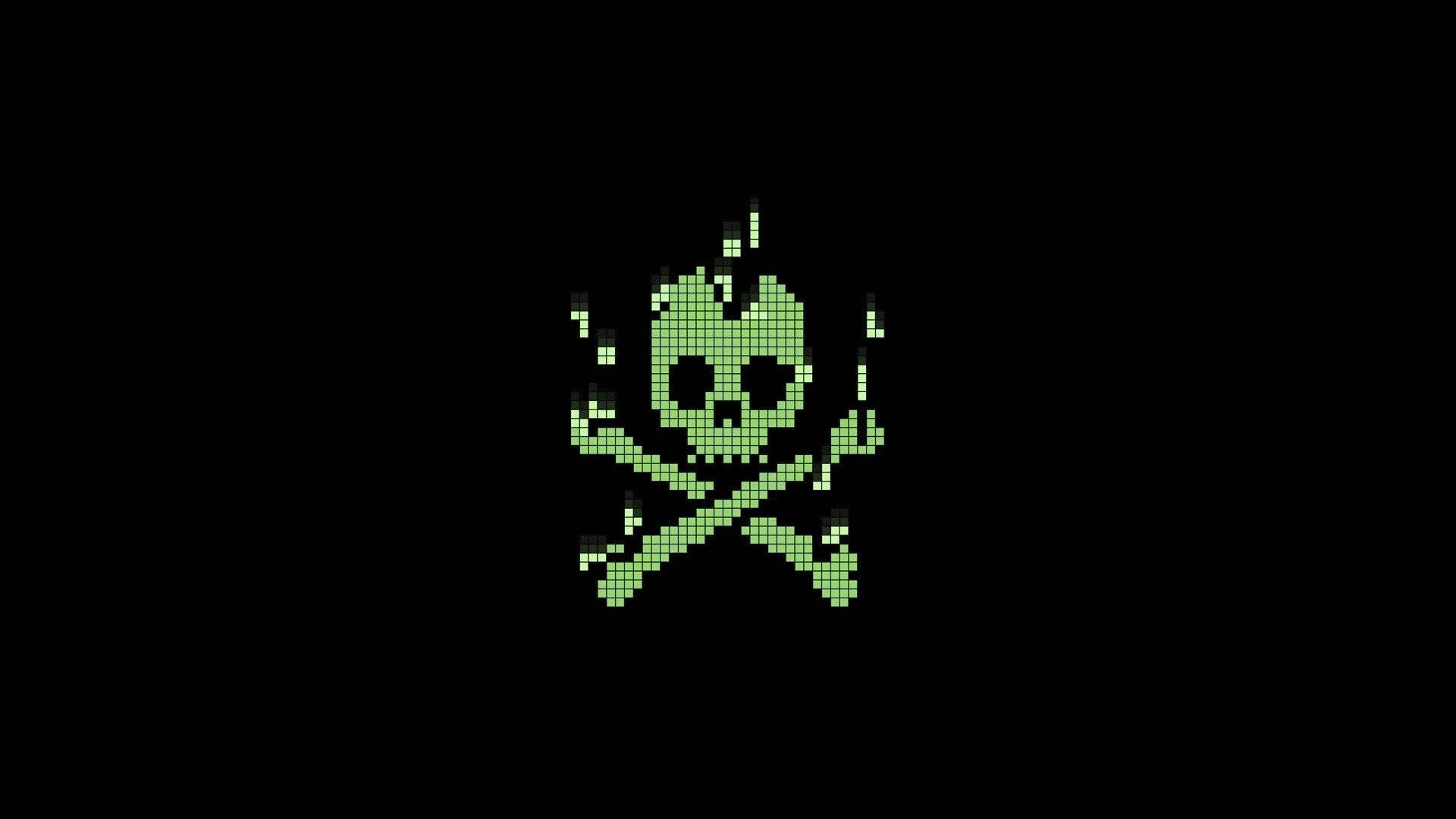 Download Dark Pixel Green Skull Wallpaper