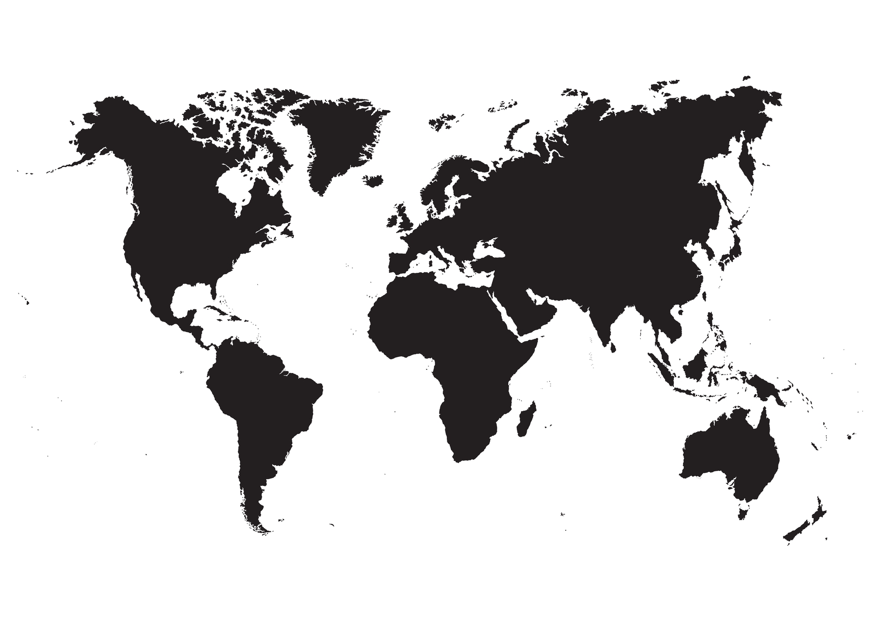 Black and White World Map Wallpaper