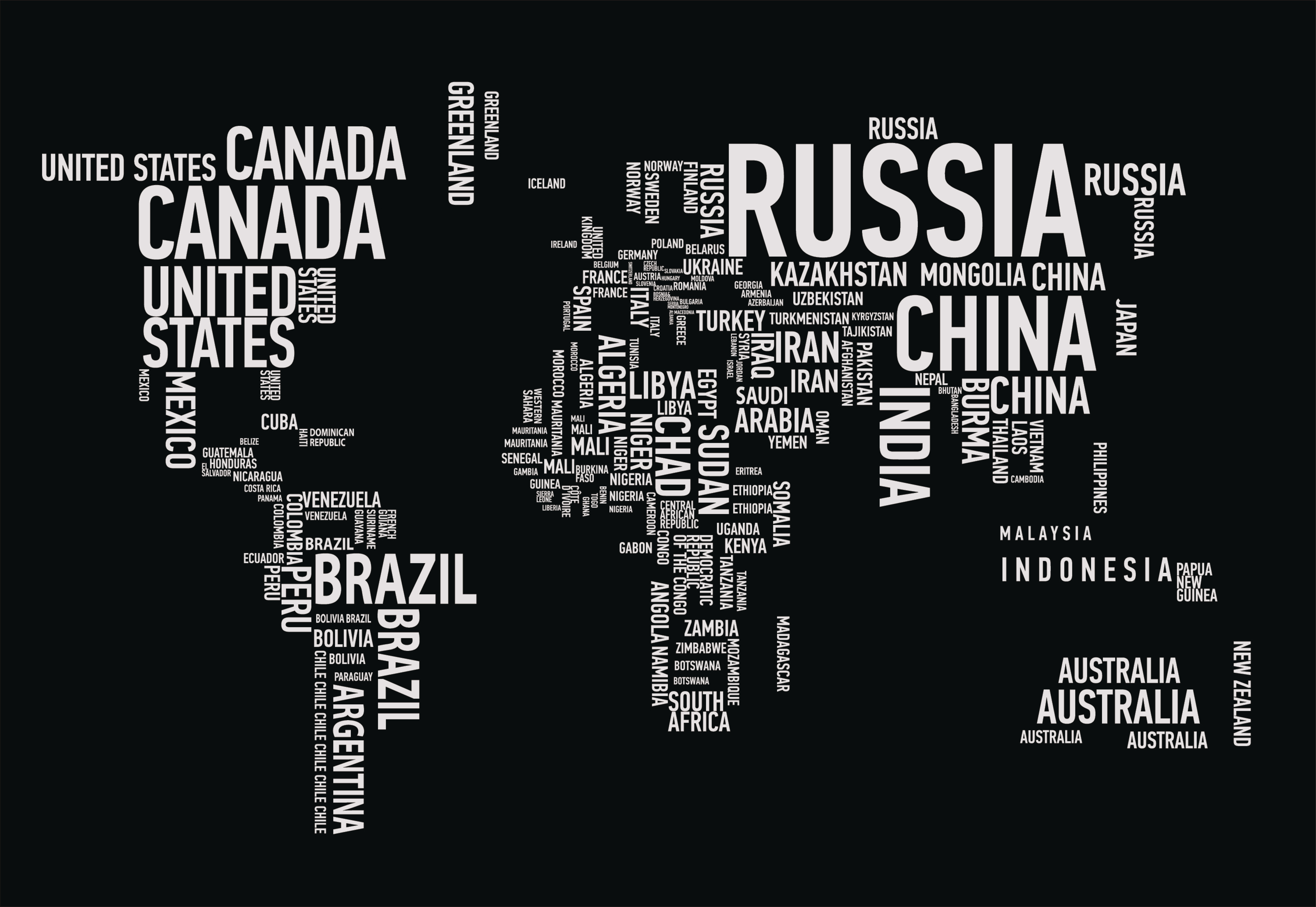 World Map Wordcloud Mural Your Way