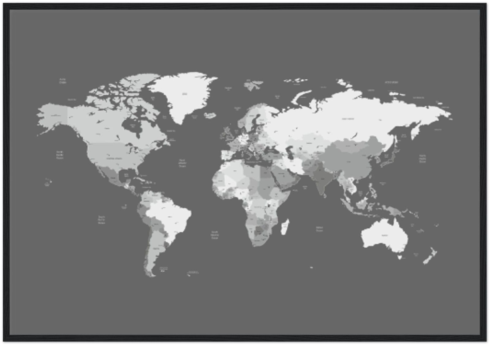 Black &amp; White World Map 5, Poster, Size: 28 x 40 inch Landscape > Horizontal, Size: 28 x. World map design, World map poster, Detailed world map