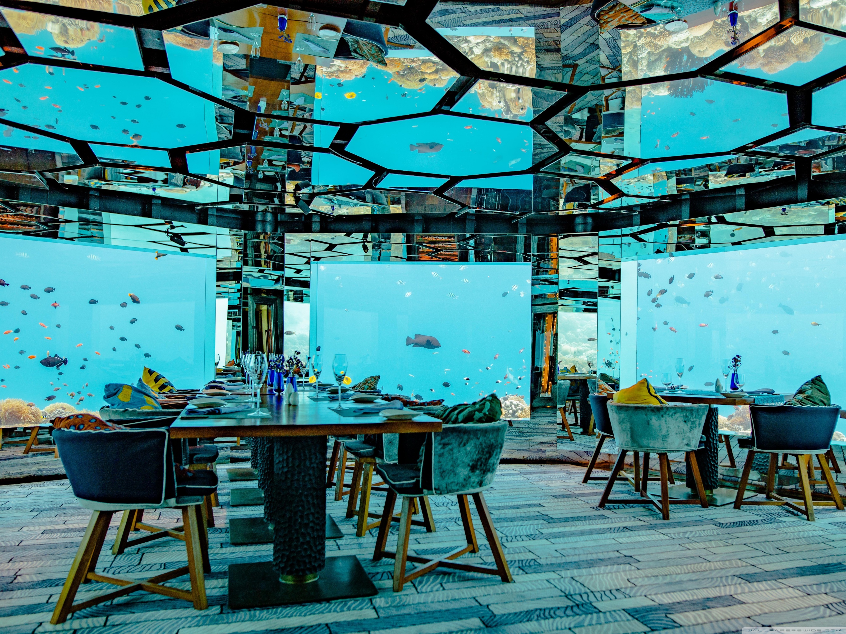 Maldives Underwater restaurant Ultra HD Desktop Background Wallpaper for: Widescreen & UltraWide Desktop & Laptop, Tablet