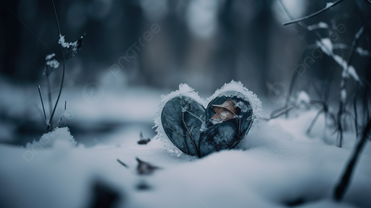 Magical Winter Wonderland with Heart Cloud Digital Background