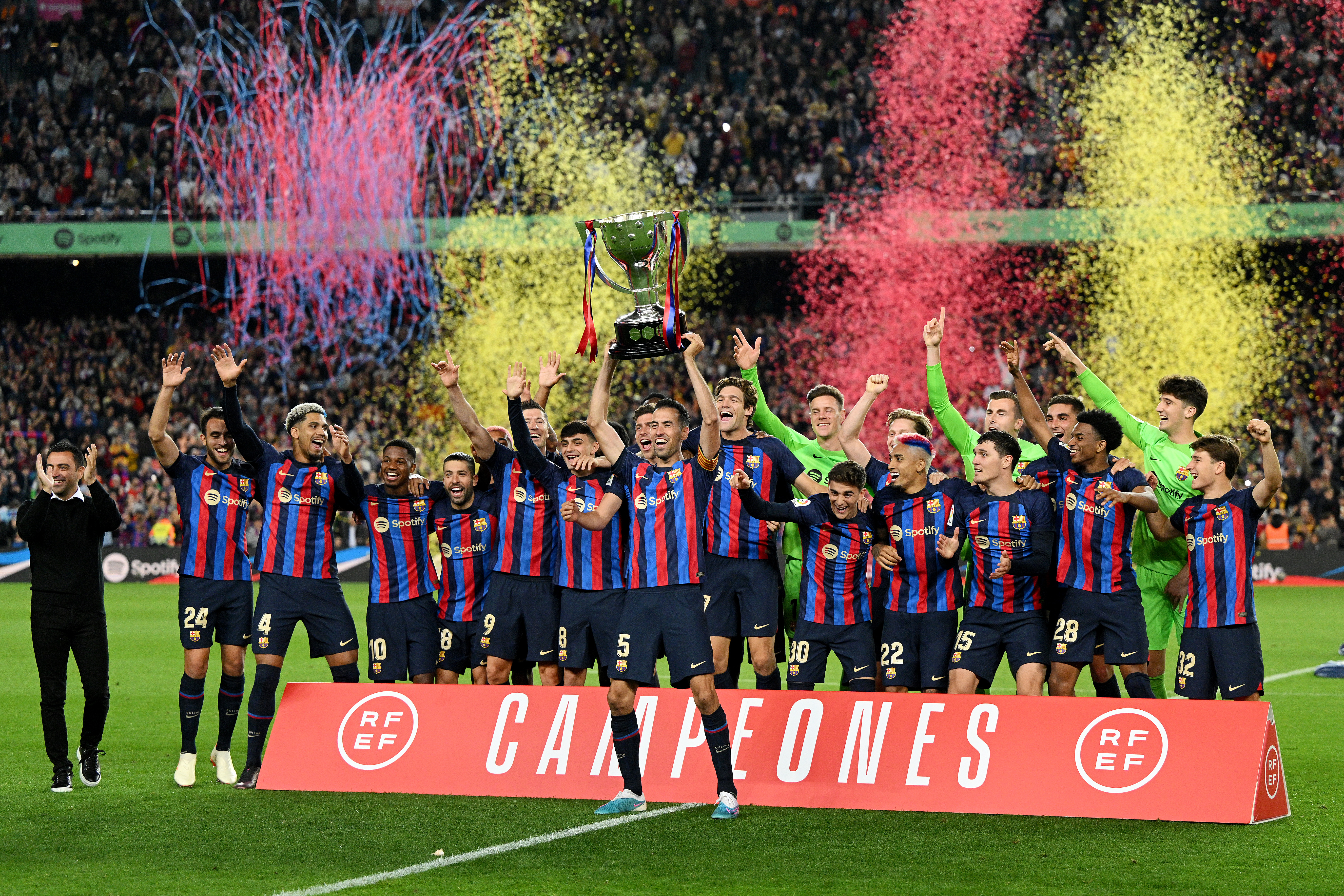 IN PICS: Barcelona celebrate winning La Liga at Camp Nou