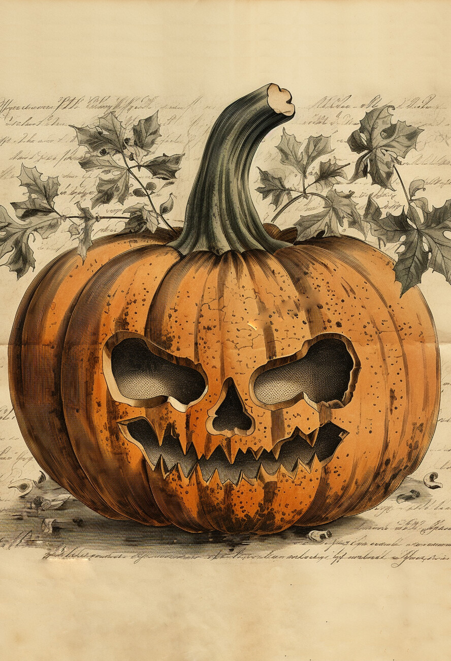 Halloween Pumpkin Vintage Poster, Halloween Wall Mural