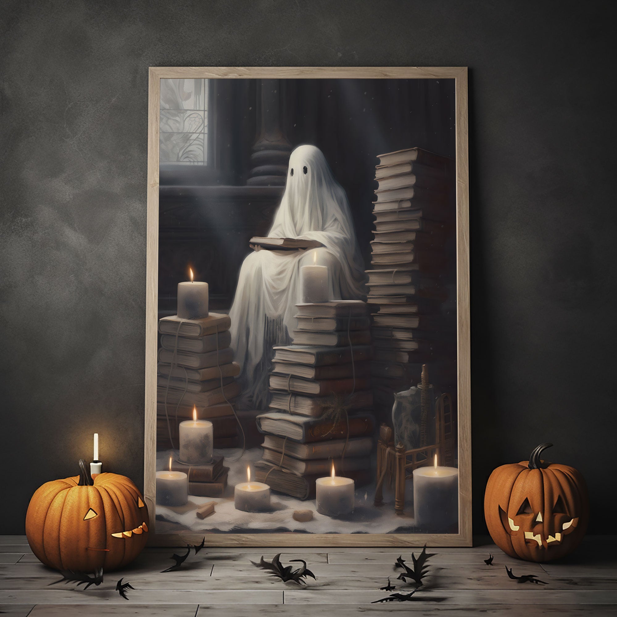 The Ghost Reading By The Window Poster, Vintage Poster, Haunting Ghost