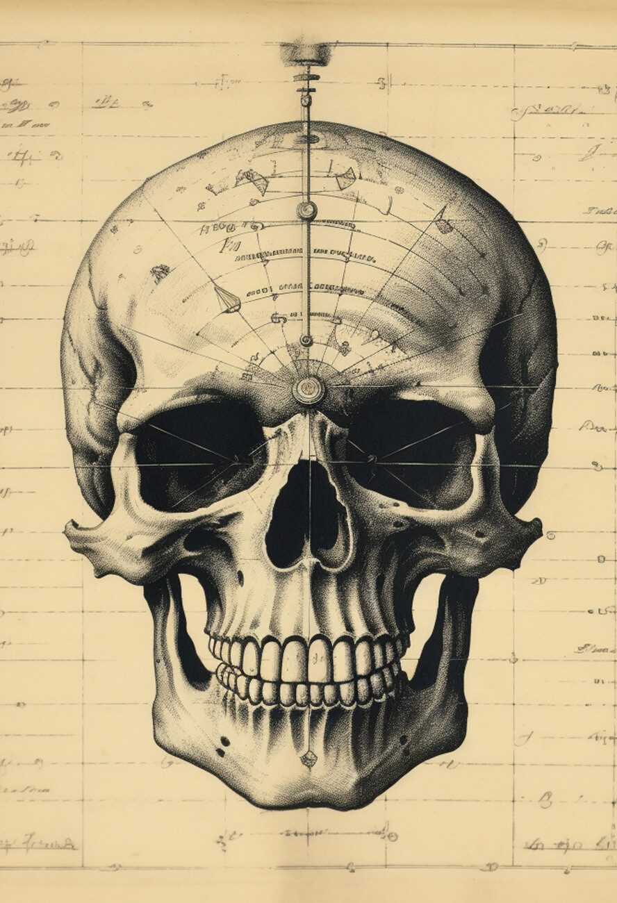 The Skull Poster, Vintage Skull Draw, Halloween Wall Mural