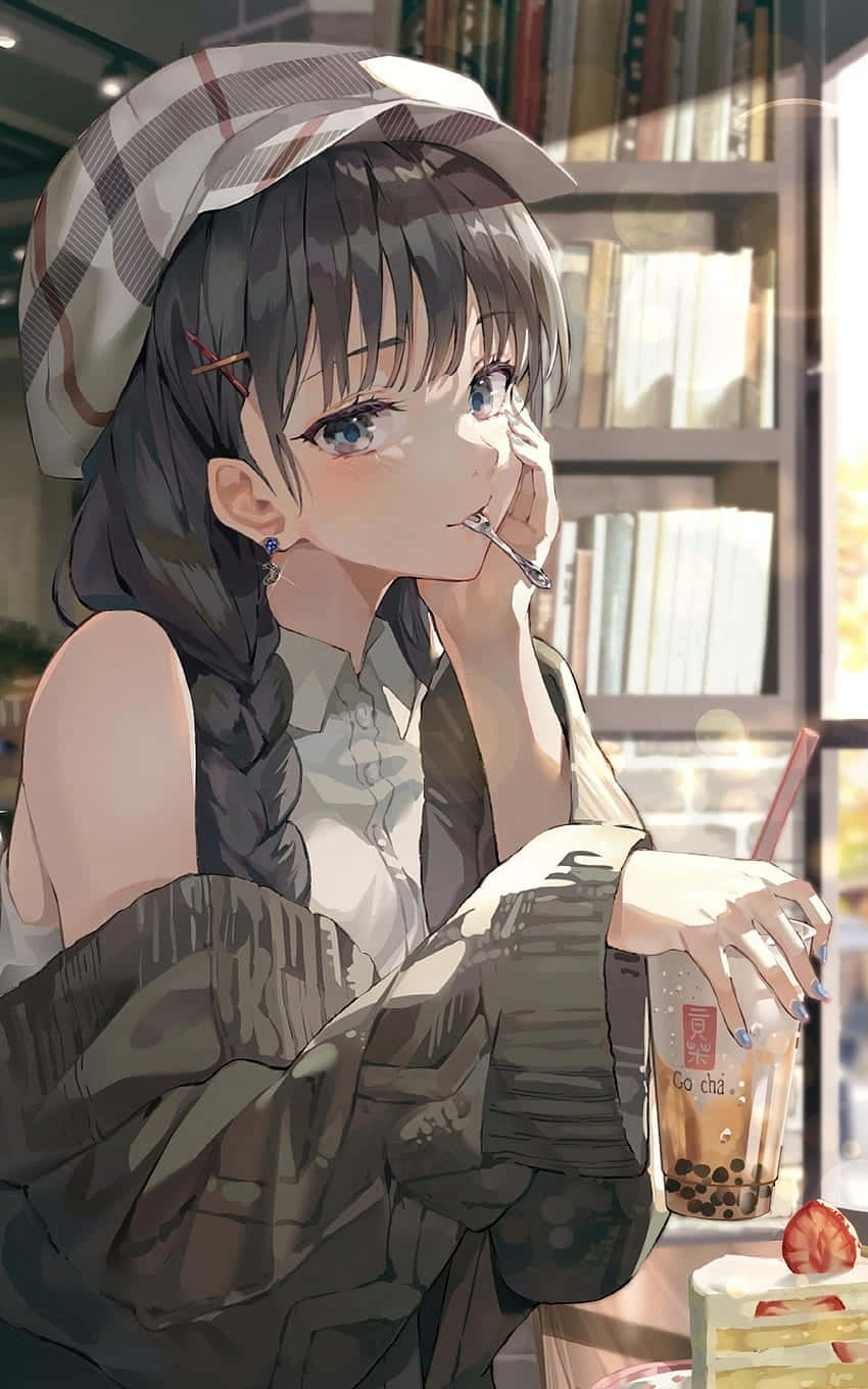 Download Enjoy a refreshing bubble tea themed anime Wallpaper