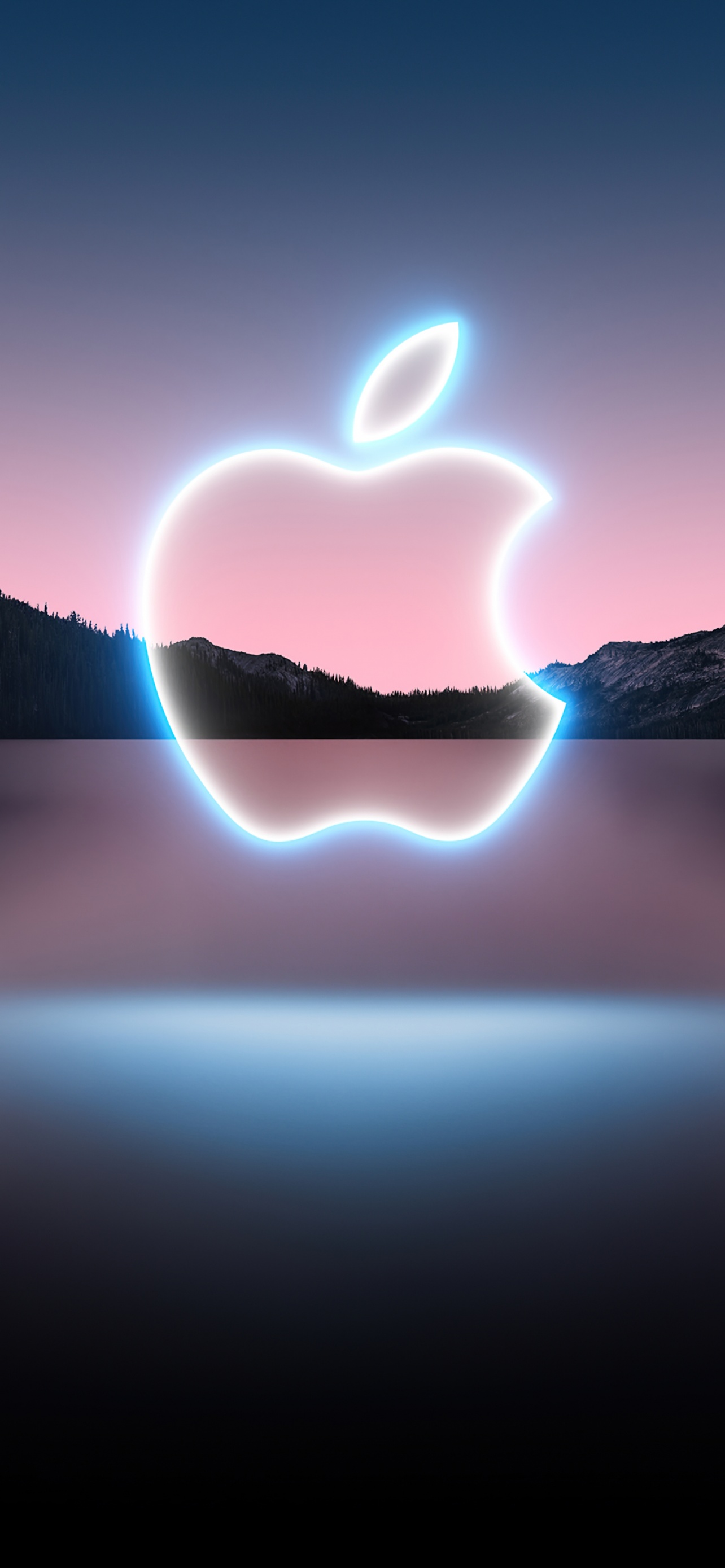 Apple logo Wallpaper 4K, Glowing, Reflection, Lake