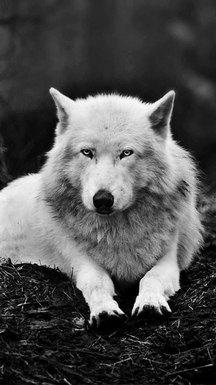 Download Wolf iPhone White Black ground Wallpaper