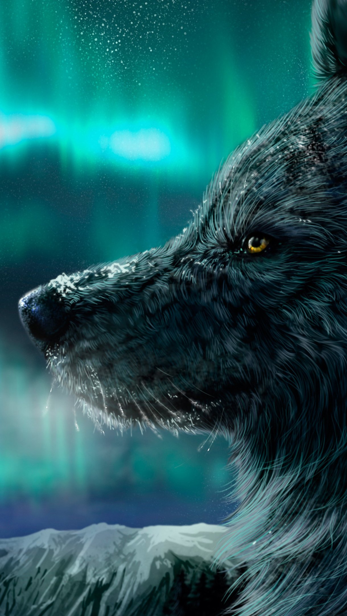 Wolf with northern lights in background Wallpaper 4k Ultra HD