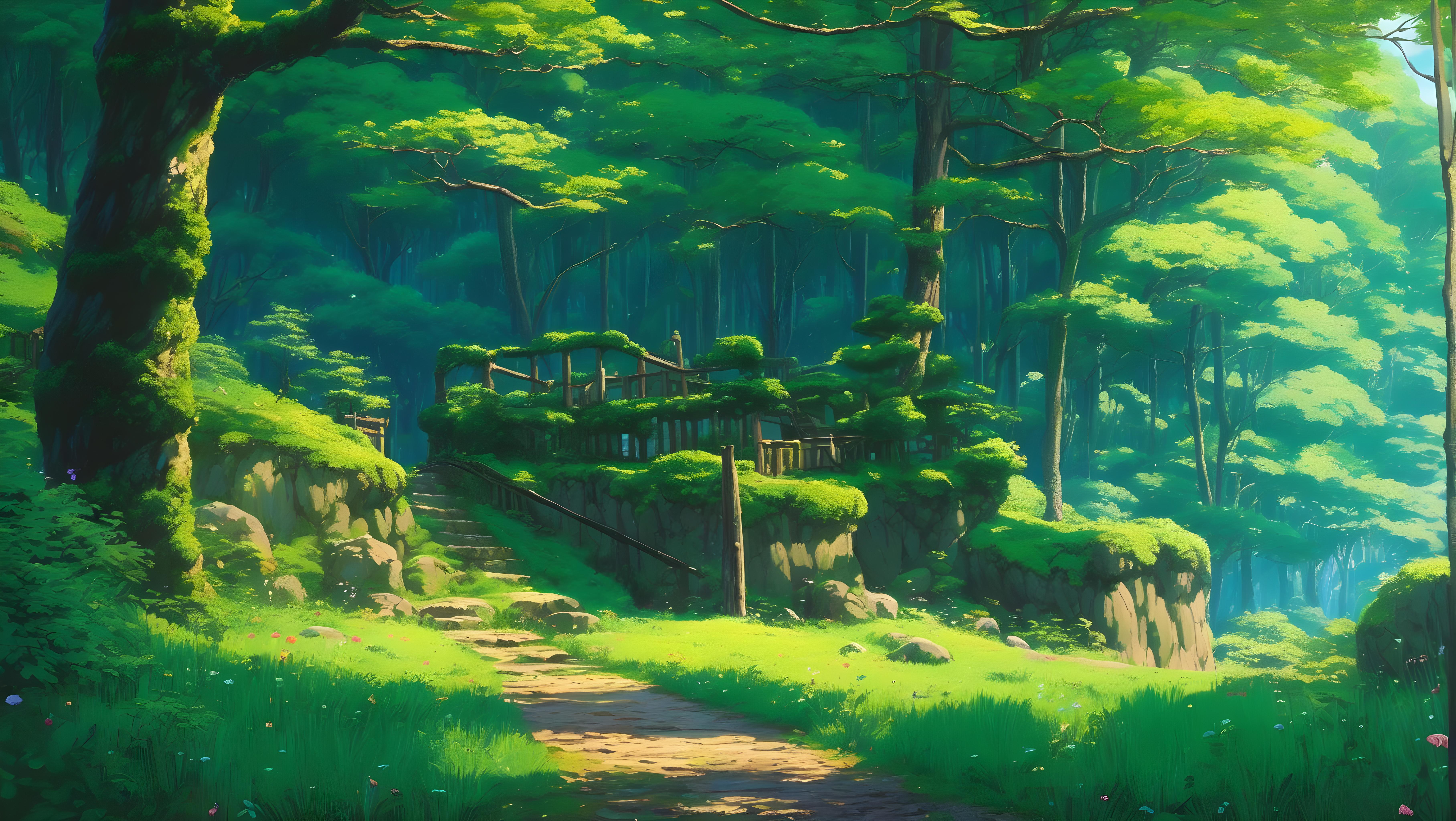 Anime Forest HD Wallpaper and Background