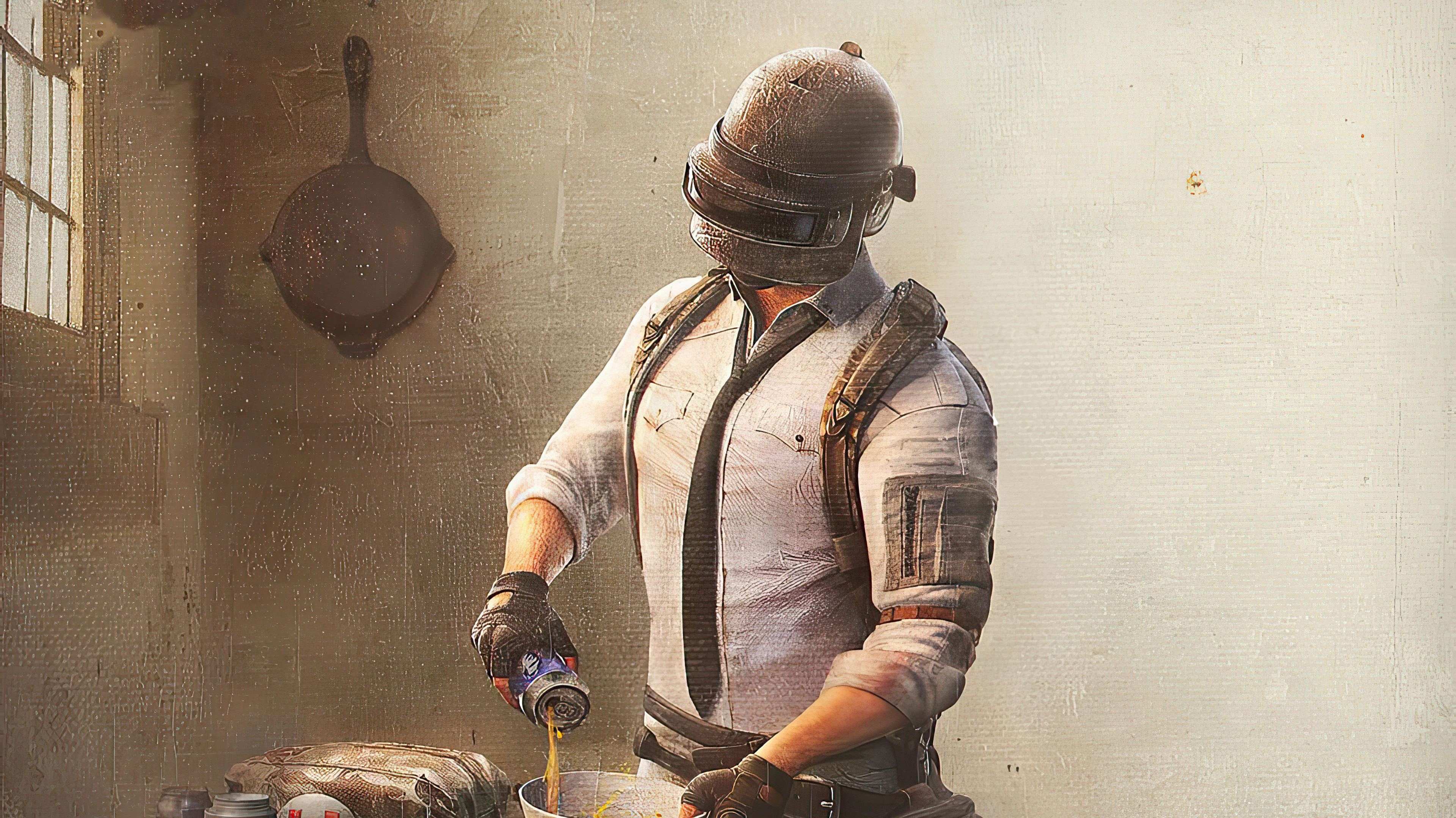 Pubg Helmet Guy Cooking 4k HD 4k Wallpaper, Image, Background, Photo and Picture