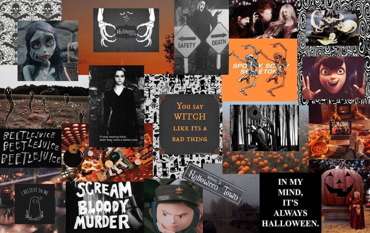 Download Halloween Theme Aesthetic Collage Laptop Wallpaper