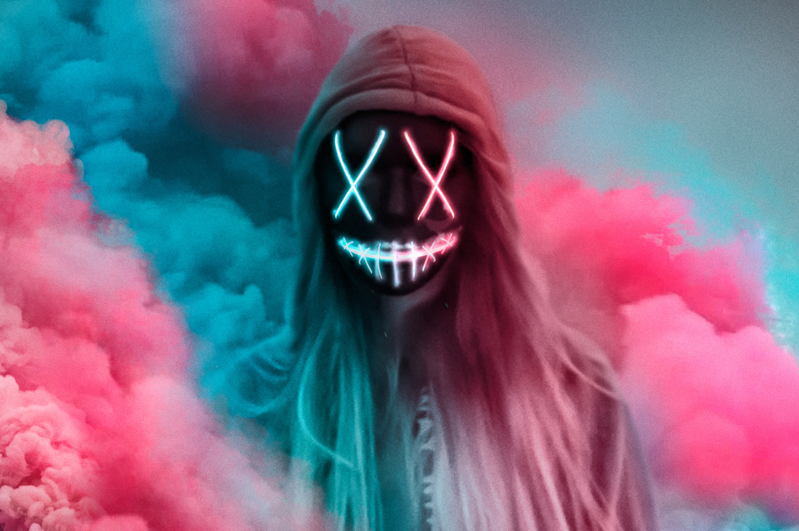 Neon Mask Girl Colorful Gas Chromebook Pixel HD 4k Wallpaper, Image, Background, Photo and Picture