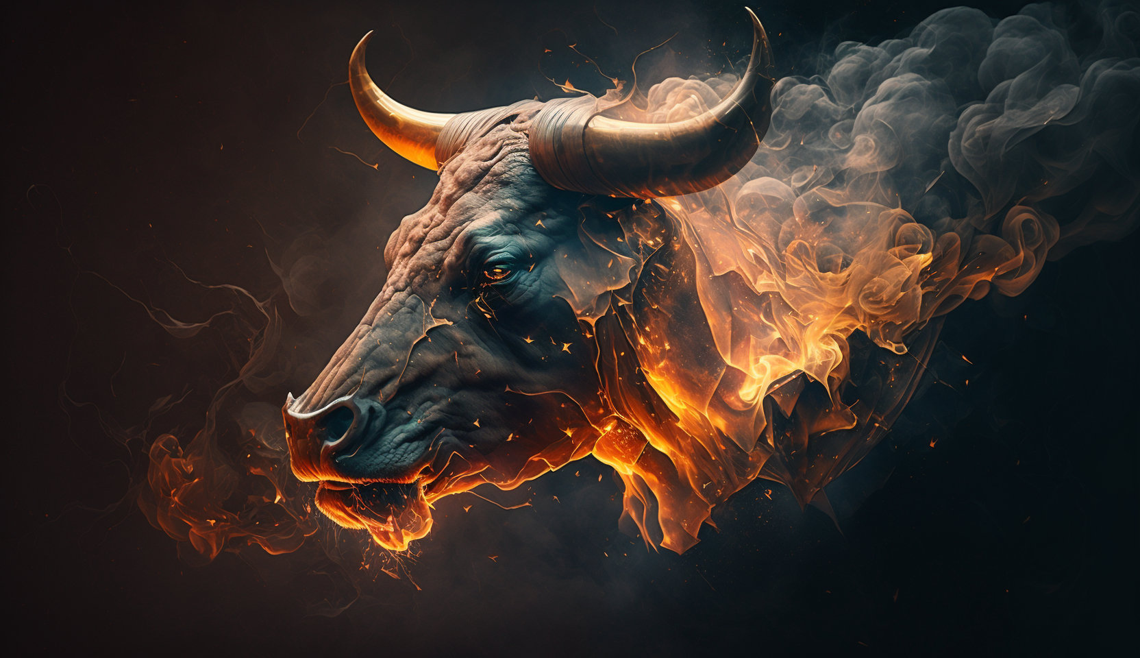 Epic Bull On Fire Digital Art For Taurus Natives