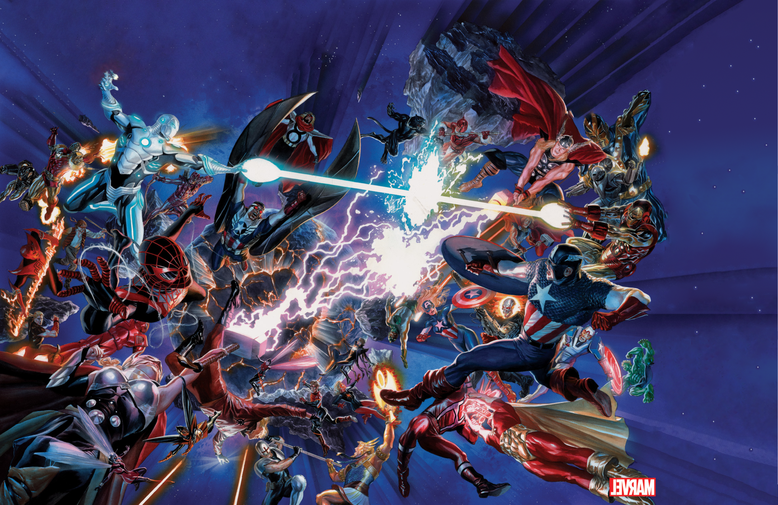 Took a crack at extending this Secret Wars wallpaper and removing the logo [2560 × 1664]
