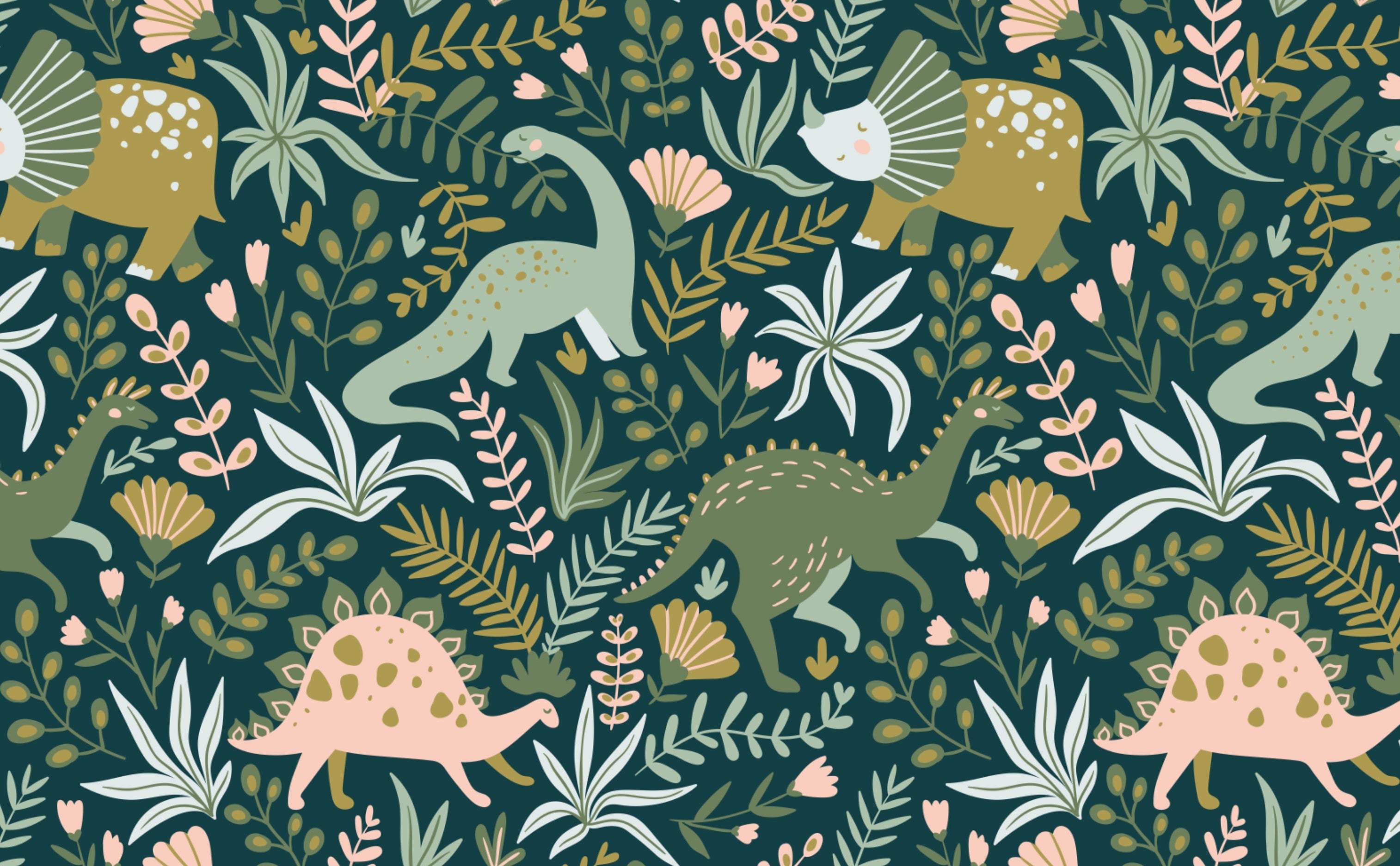 Playful Dinosaurs Wallpaper for Walls