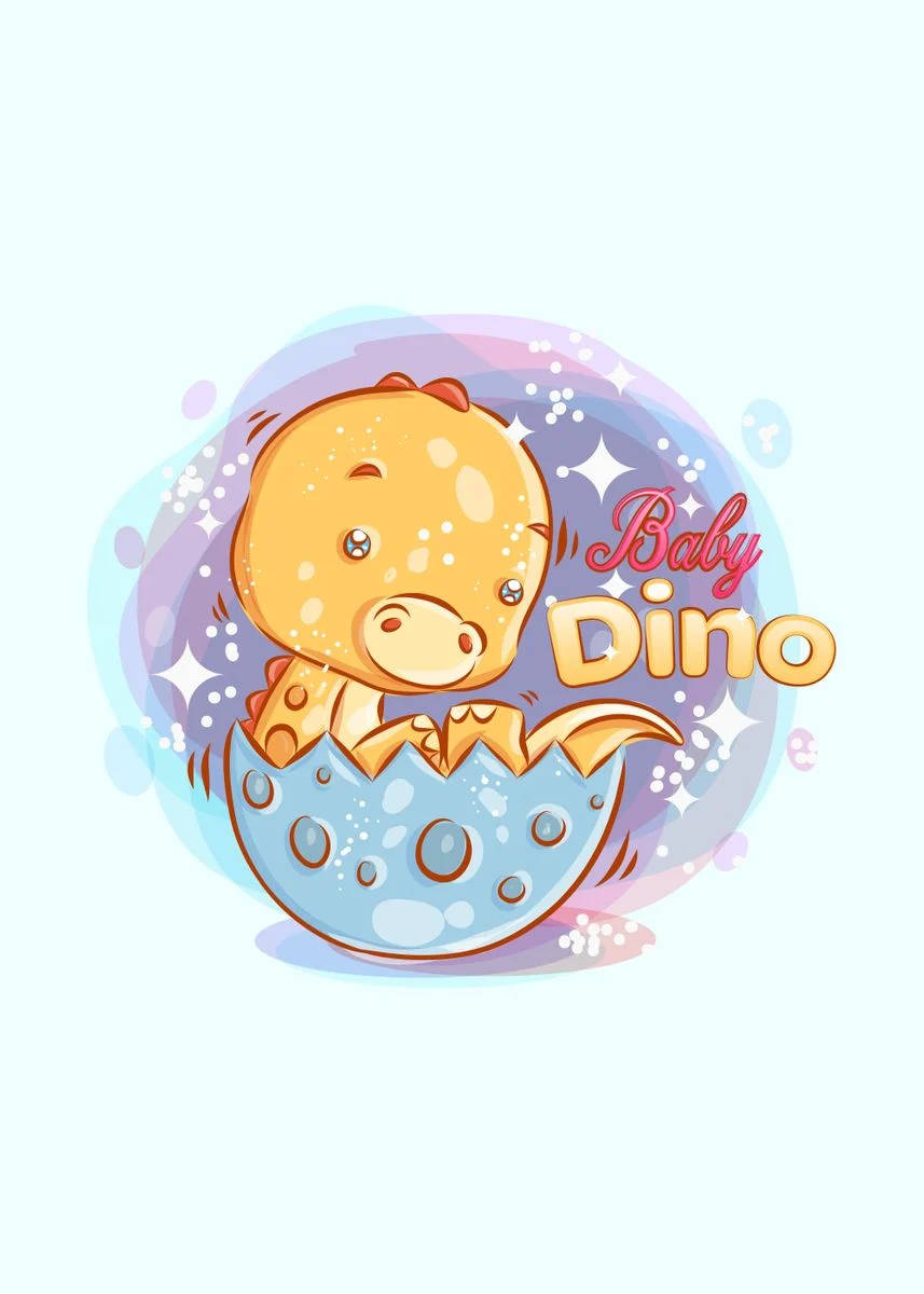 Download Yellow Baby Dino Kawaii iPhone Wallpaper