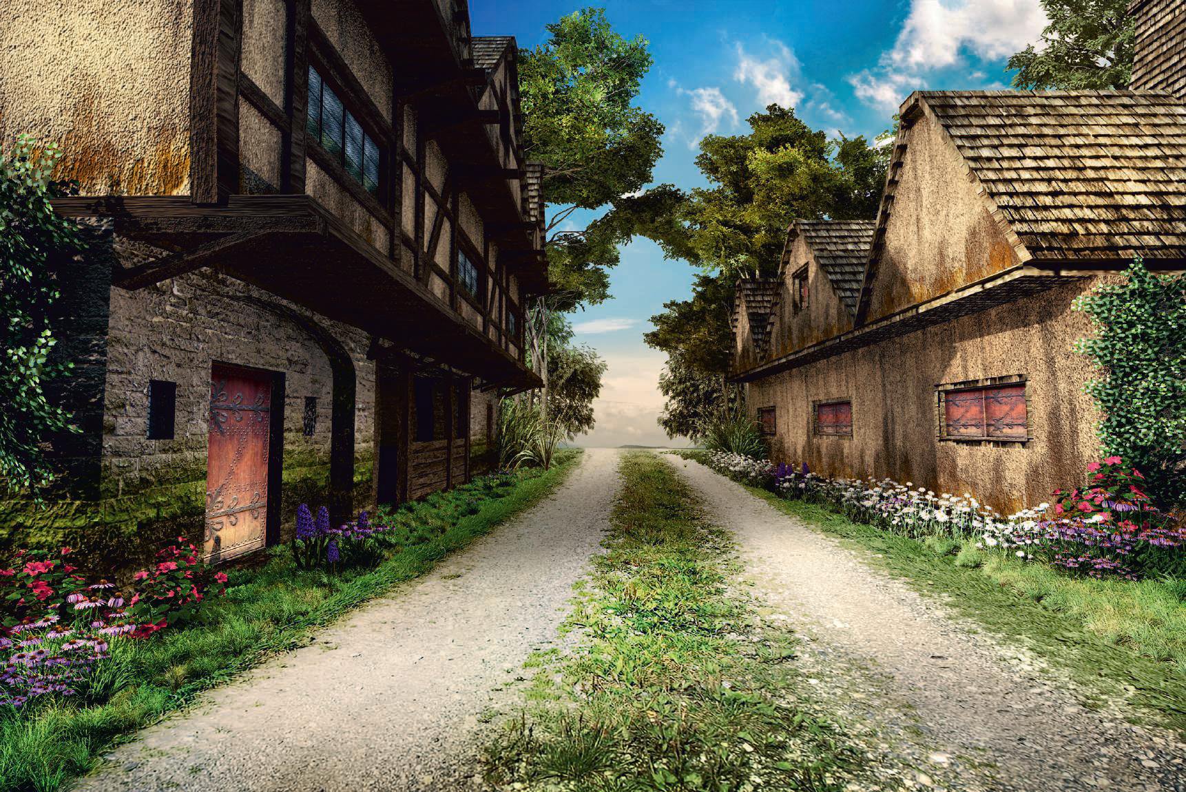 Medieval Village 3D Wallpaper Available