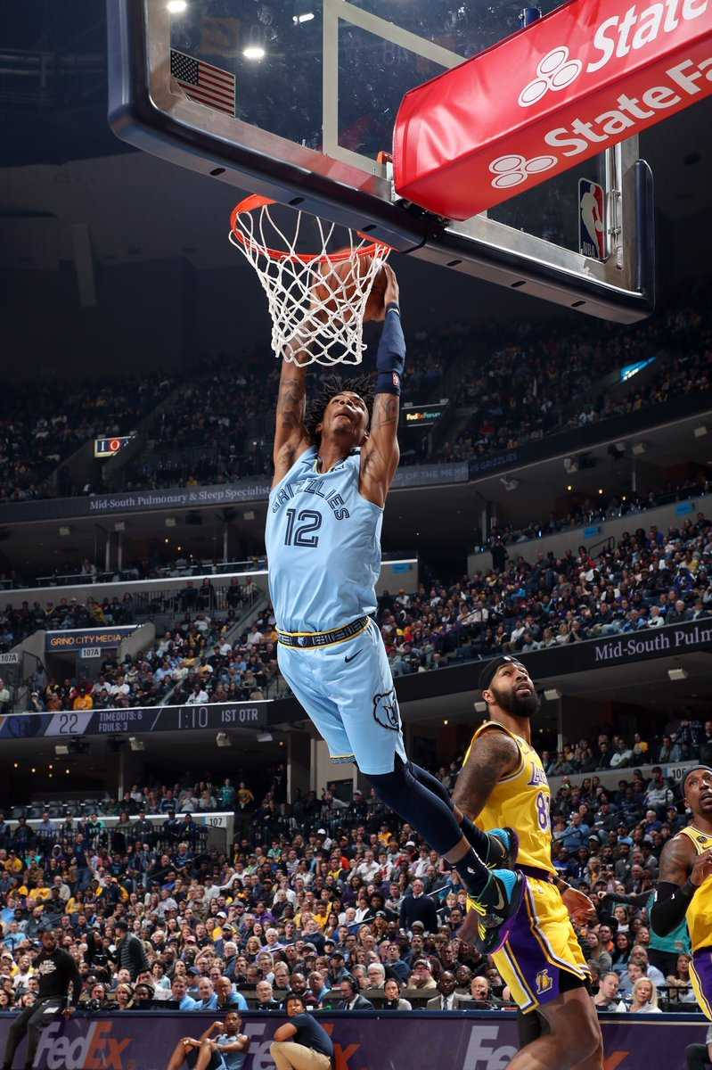 Download Ja Morant Dunk Memphis Vs Lakers Game Wallpaper