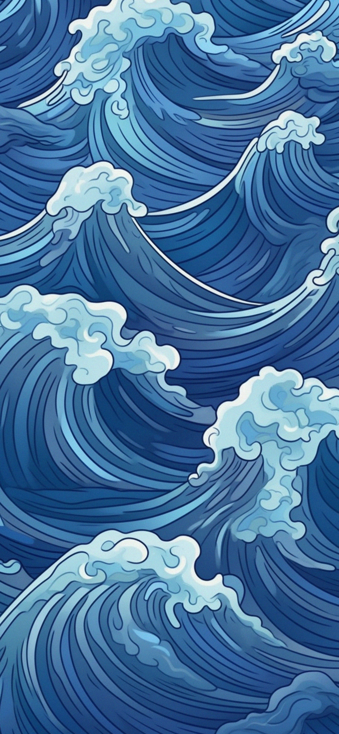 Cartoon Waves Art Wallpaper Water Wallpaper for iPhone