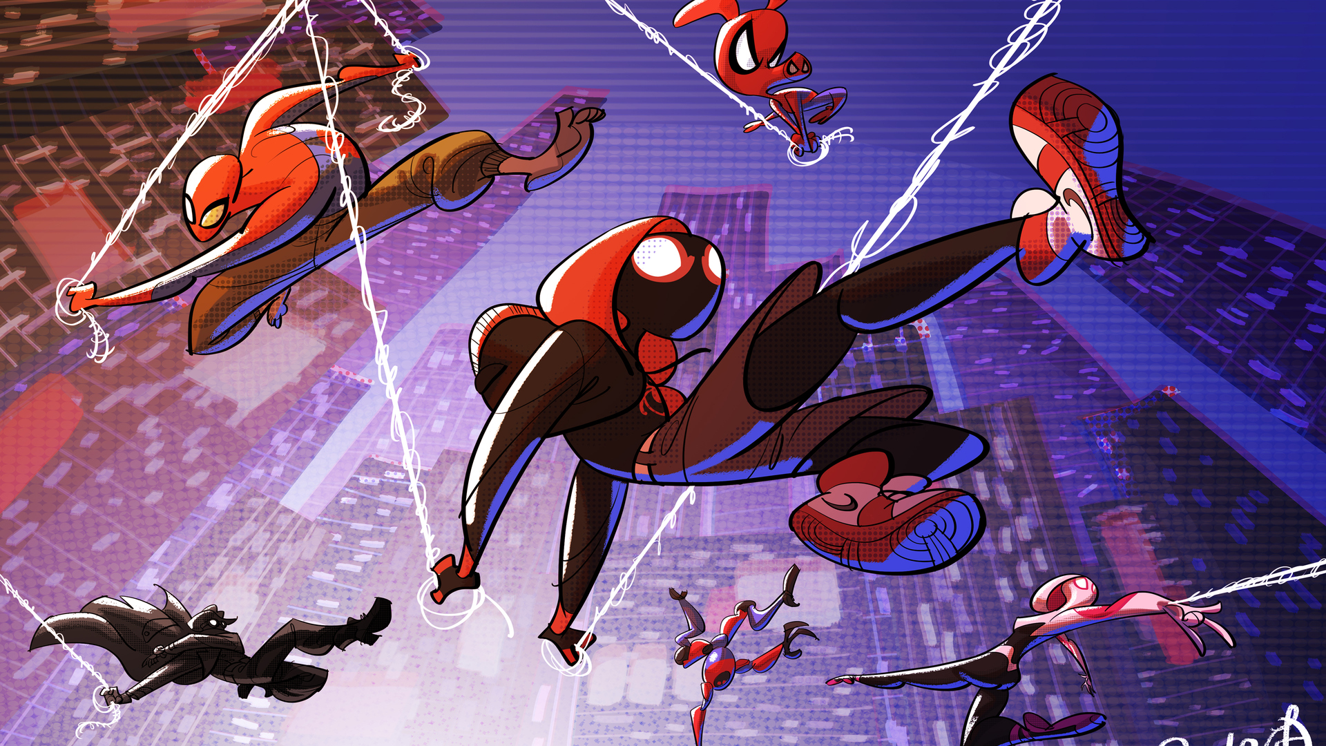 Spider Verse Cartoon Art Laptop Full HD 1080P HD 4k Wallpaper, Image, Background, Photo and Picture