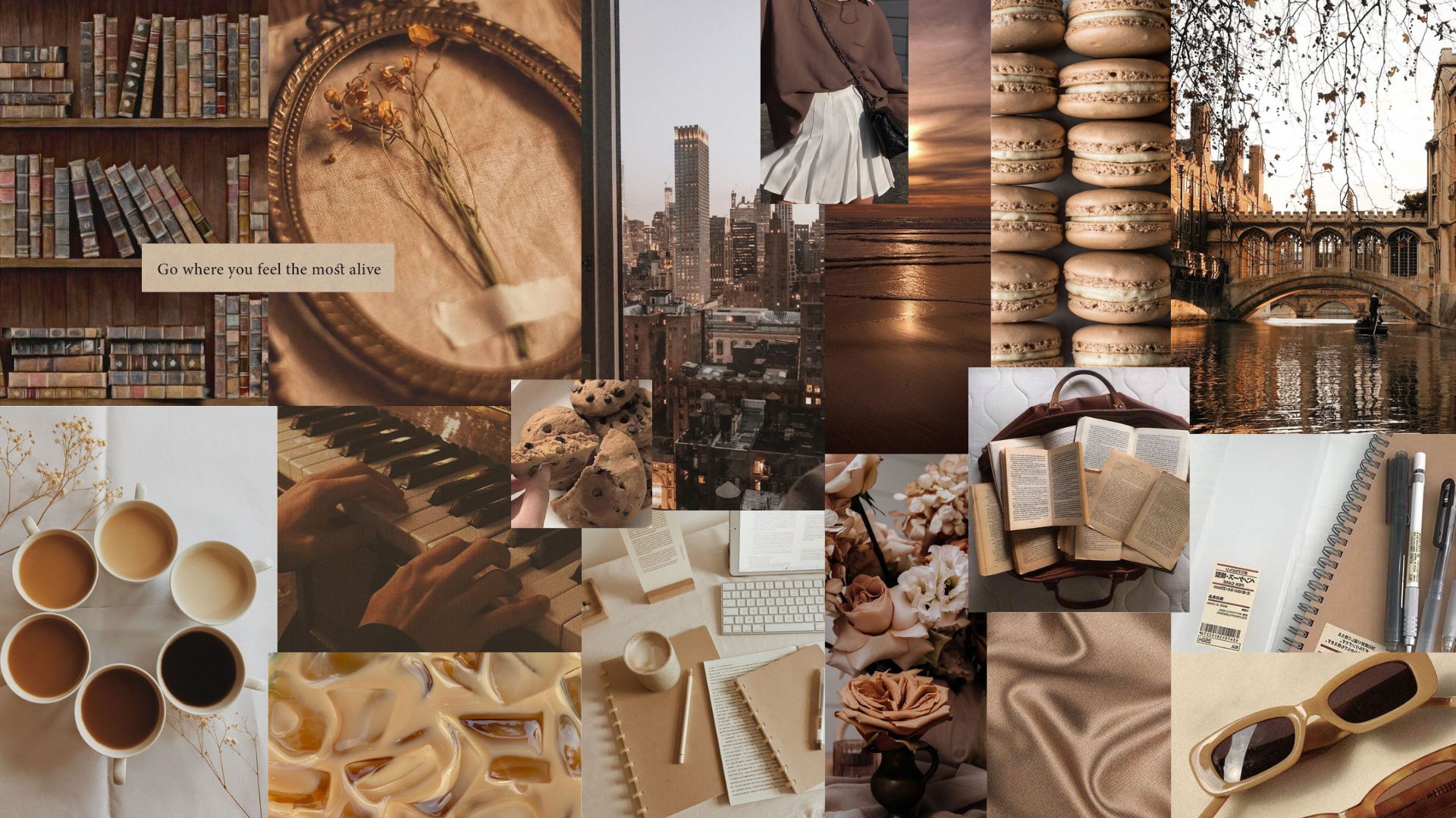 BROWN WALLPAPER COLLAGE FOR PC. Cute laptop wallpaper, Brown wallpaper, Chromebook wallpaper aesthetic vintage