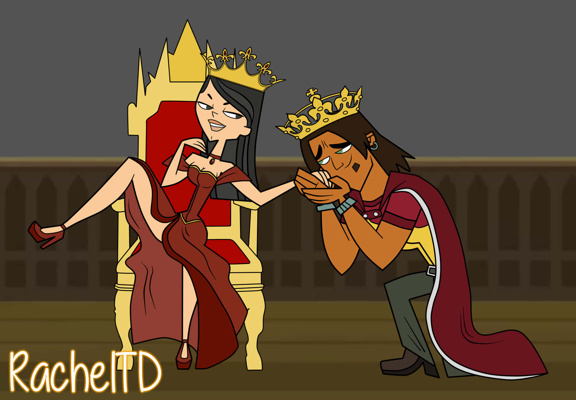 Download A Cartoon Of A King And Queen Sitting On A Throne