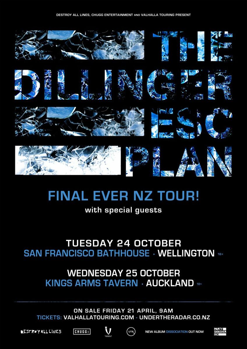 DILLINGER ESCAPE PLAN &;FINAL EVER NEW ZEALAND TOUR!&; 2017 CONCERT POSTER- Metal