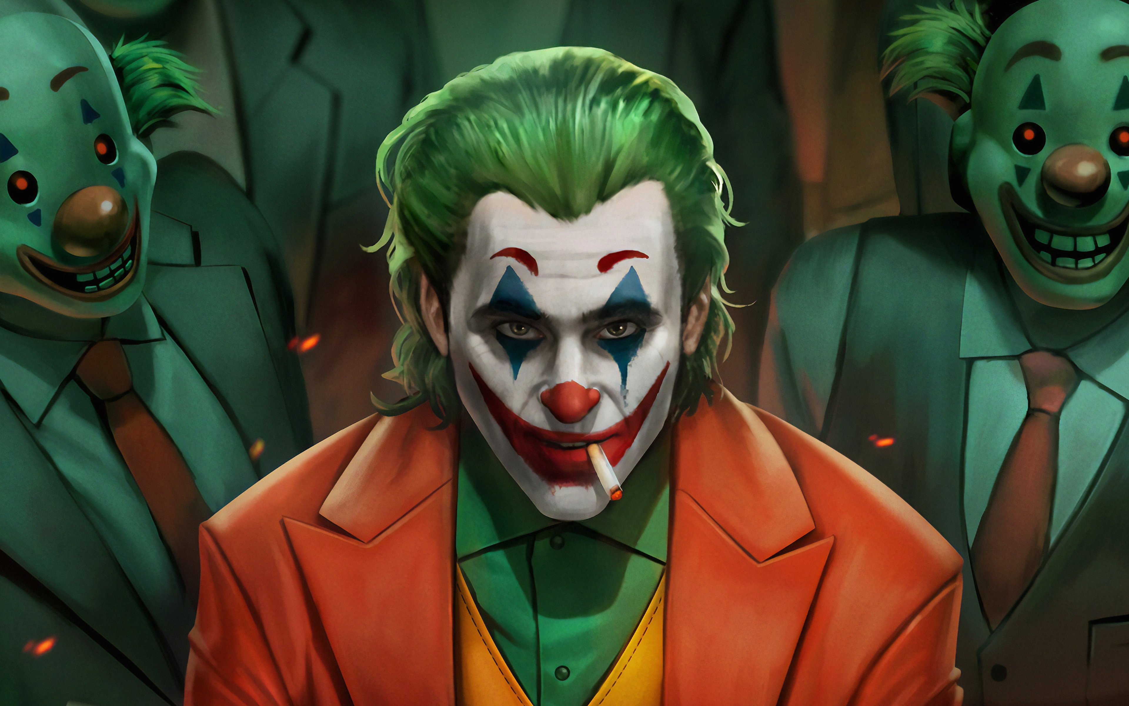 Joker with clowns Fanart Wallpaper 4k Ultra HD