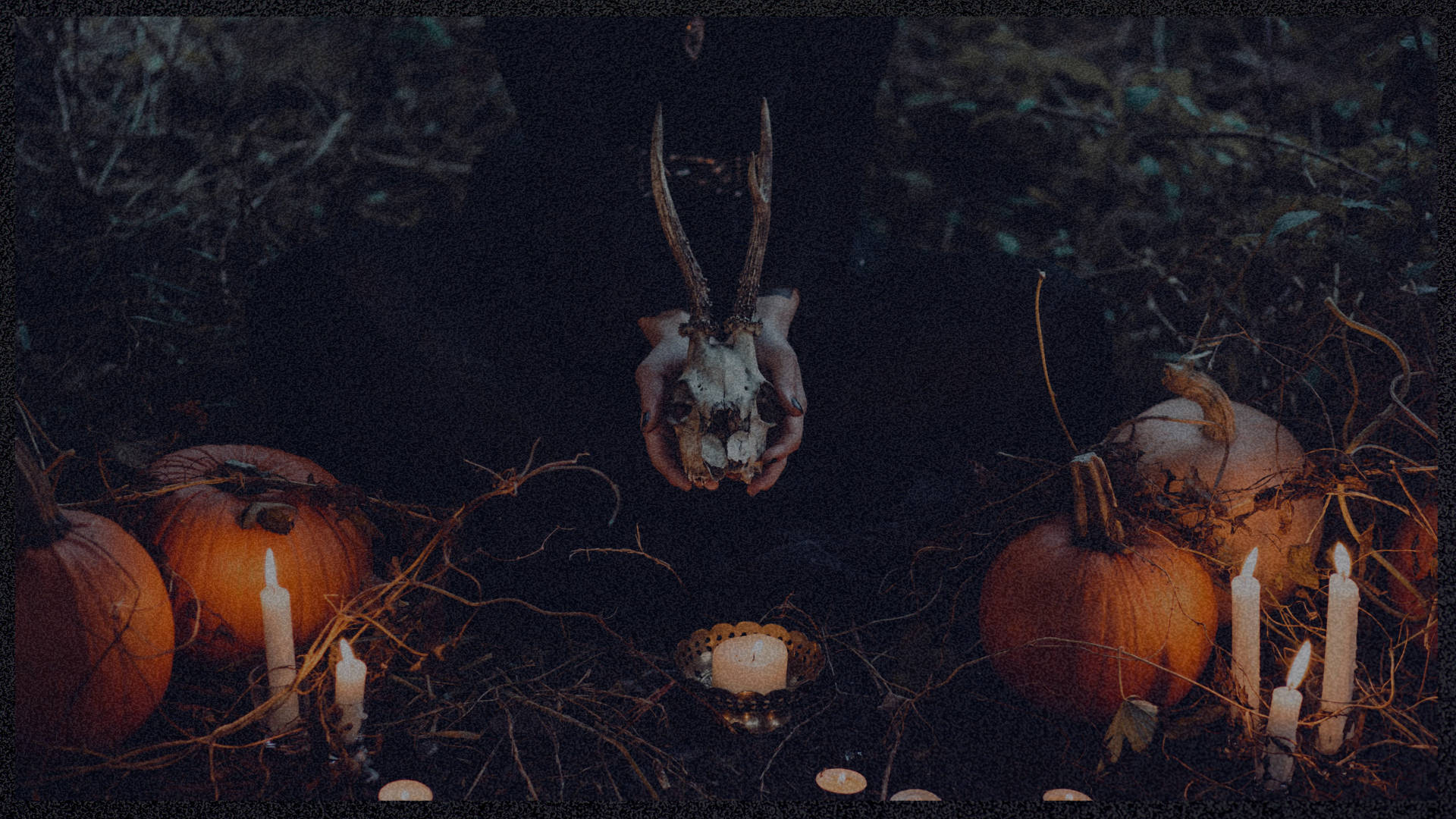 Download Halloween Aesthetic Pc Pumpkins Candles Wallpaper